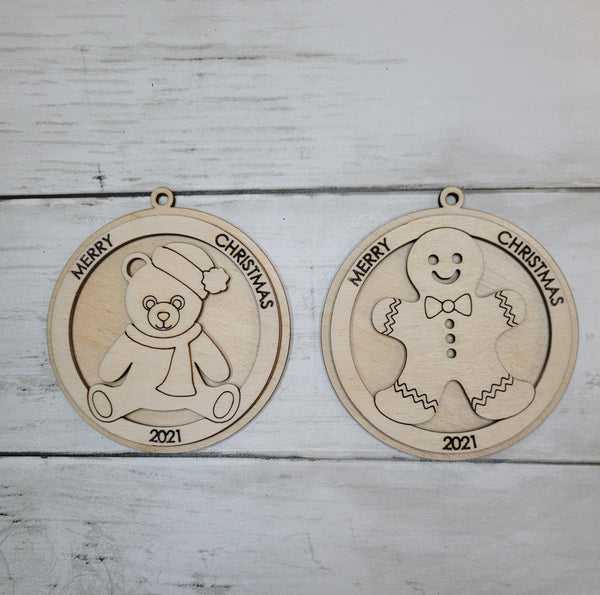 Limited Quantity 2 Piece Christmas Ornament Kids one of each