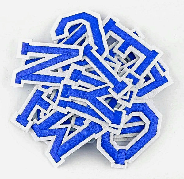 Iron On Embroidered Letters/Patches Royal Blue A-Z
