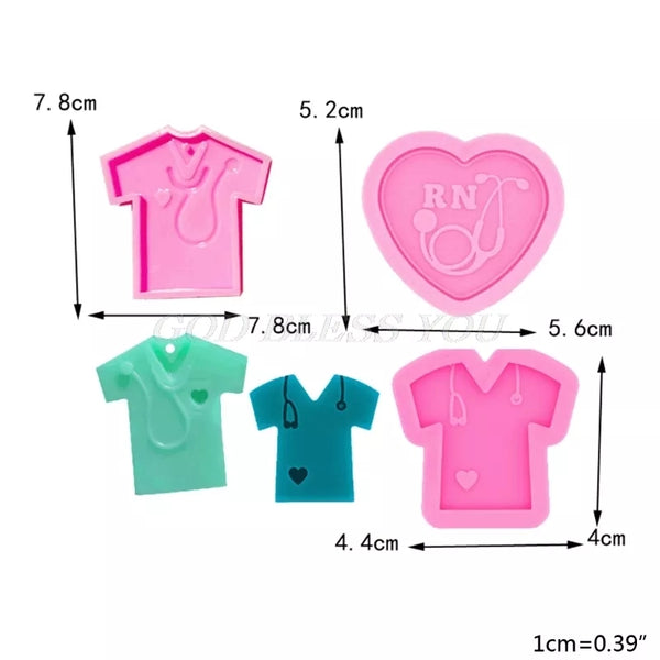 RN Nurse Shirt Doctor Keychain Pendant Silicone Mold